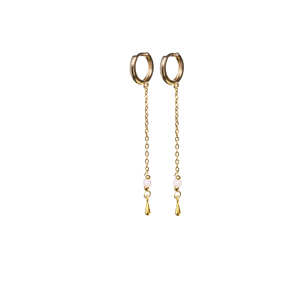 Alda - Pendientes de aro con cadena de acero inoxidable