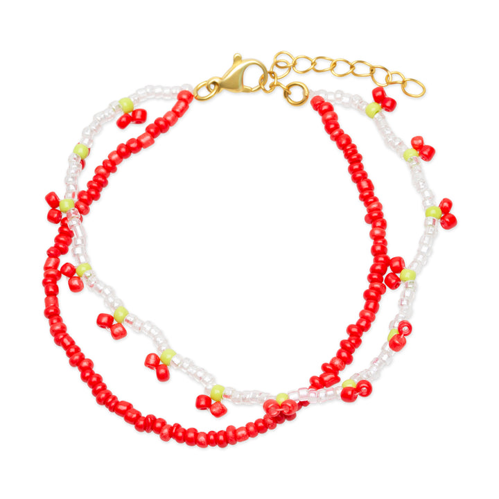 Leonie - Pulsera doble de cuentas de cereza