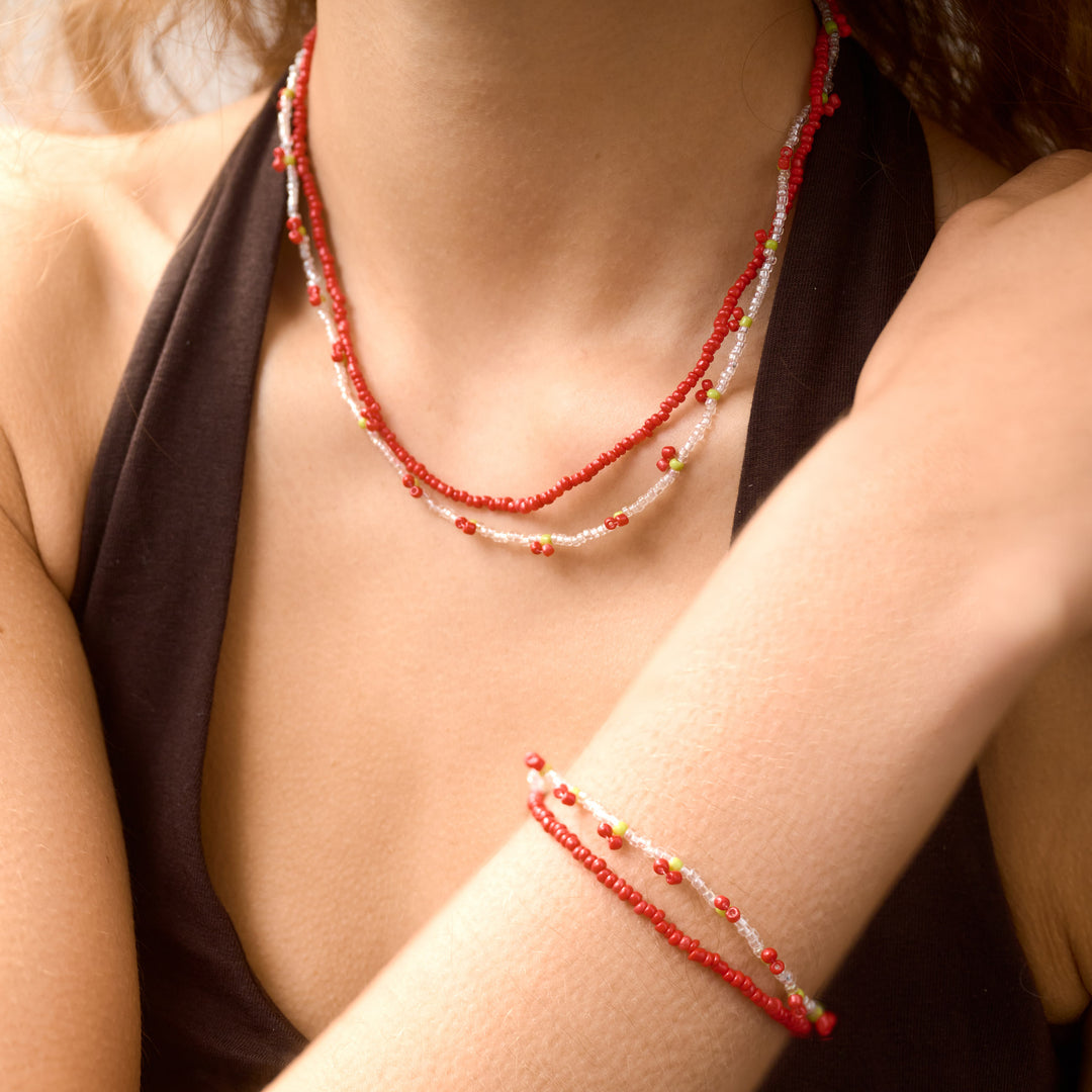 Leonie - Pulsera doble de cuentas de cereza