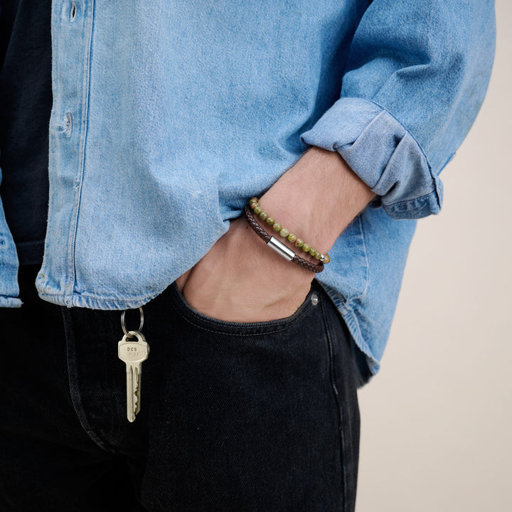 Oliver - Pulsera de cuero Acero inoxidable