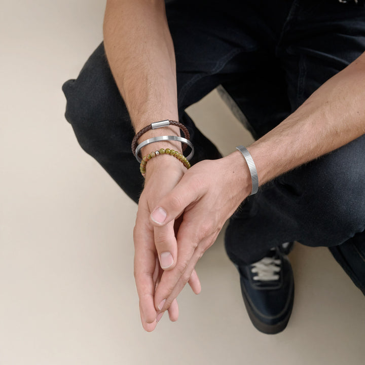 Oliver - Pulsera de cuero Acero inoxidable