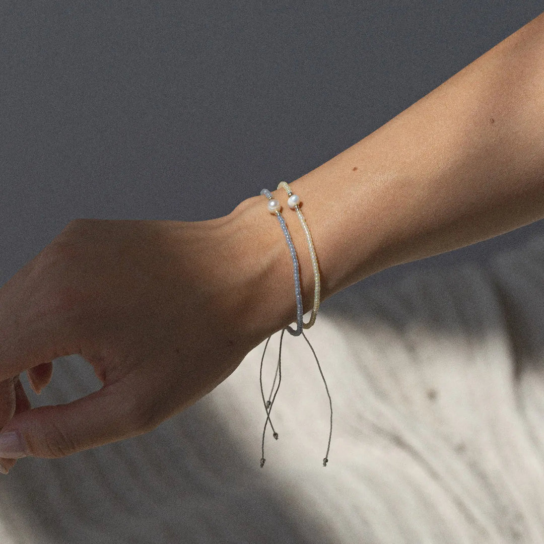 Alba - Bead with Pearl Macrame Bracelet Timi of Sweden