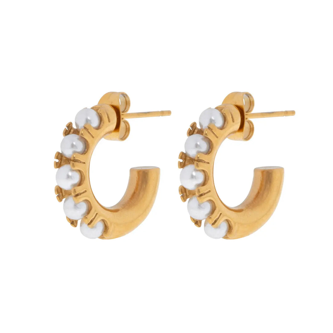 Estelle - Pearl Crown Hoop Earrings