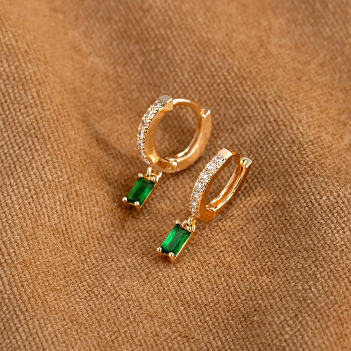 Arya - Green Crystal Hoop Earrings Timi of Sweden