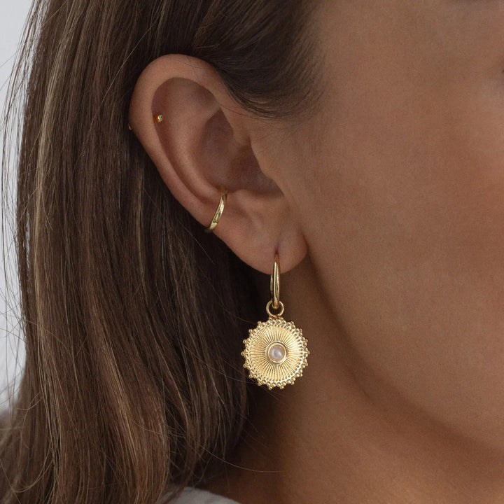 Alizha - Sun Pendant Hoop Earrings