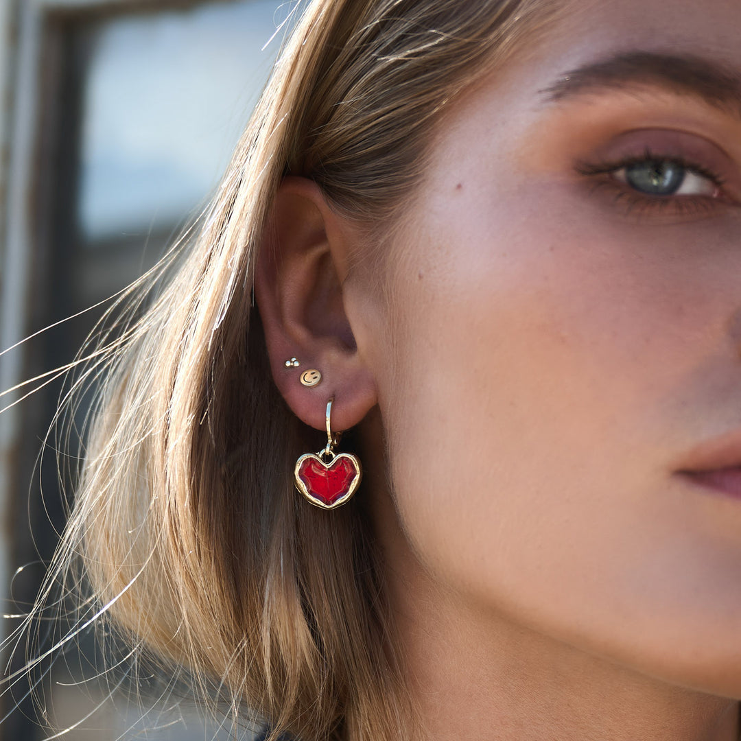 Dixie - Pendientes con cara sonriente de acero inoxidable