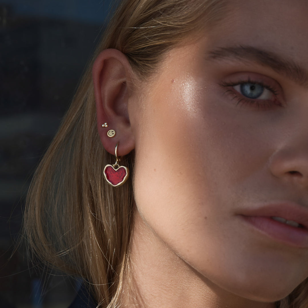 Dixie - Pendientes con cara sonriente de acero inoxidable