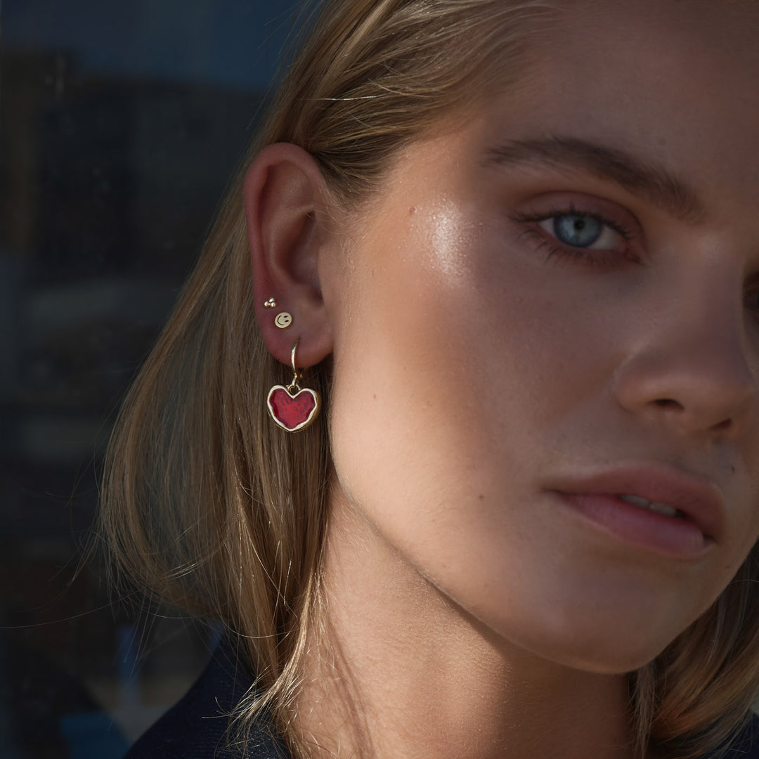 Dixie - Pendientes con cara sonriente de acero inoxidable