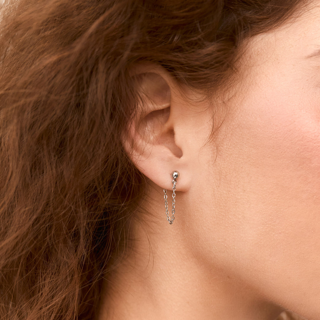 Lumi - Pendientes de cadena minimalistas de acero inoxidable