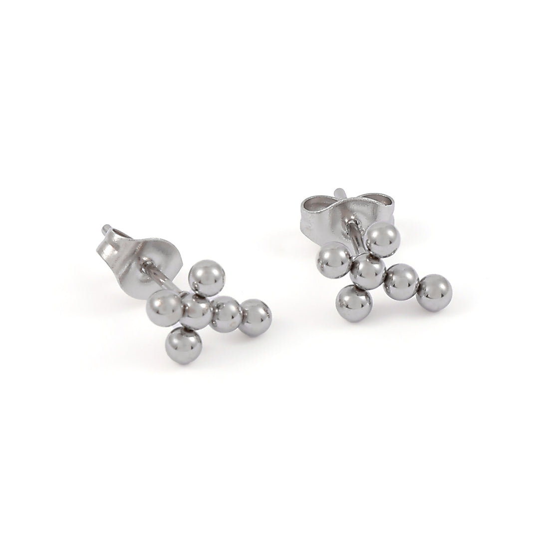 Tia - Bubble Mini Cross Earrings Stainless Steel