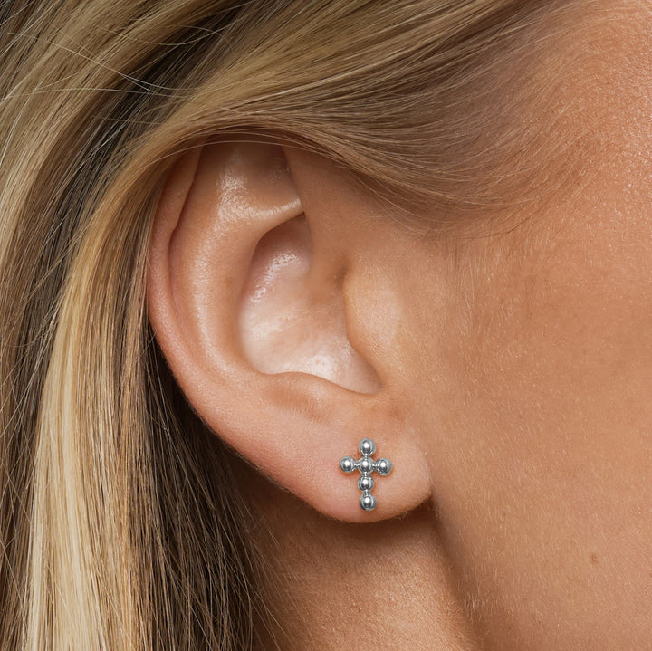 Tia - Bubble Mini Cross Earrings Stainless Steel