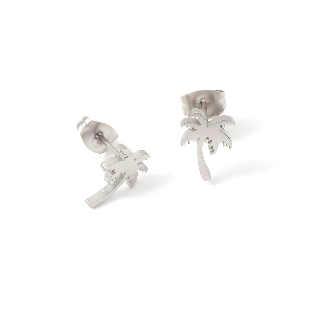 Vanja - Pendientes de Stud de Palma de Acero Inoxidable