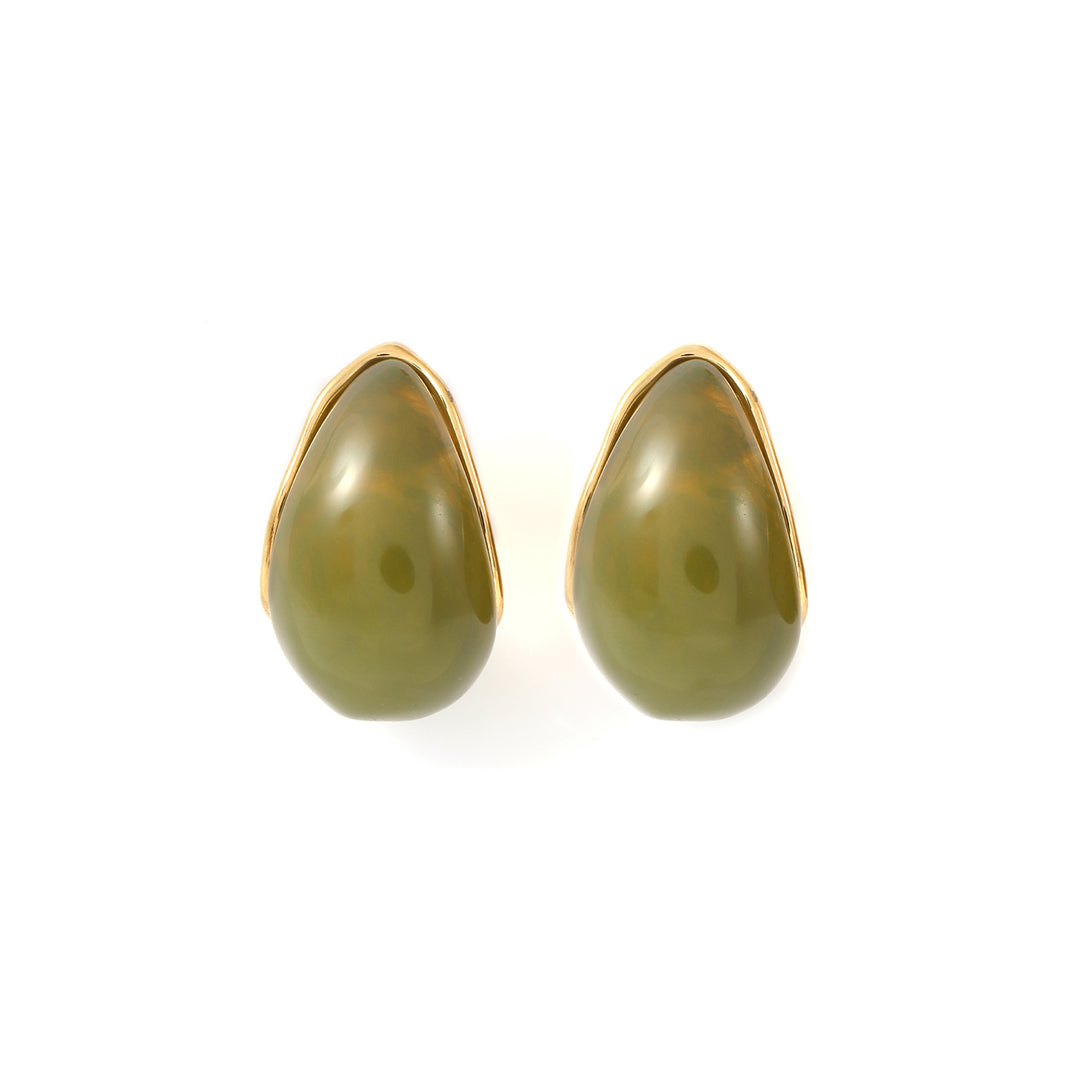 Carin - Pendientes de aro de resina verde en acero inoxidable