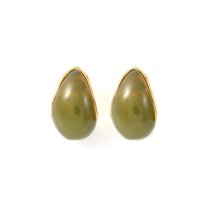 Carin - Pendientes de aro de resina verde en acero inoxidable
