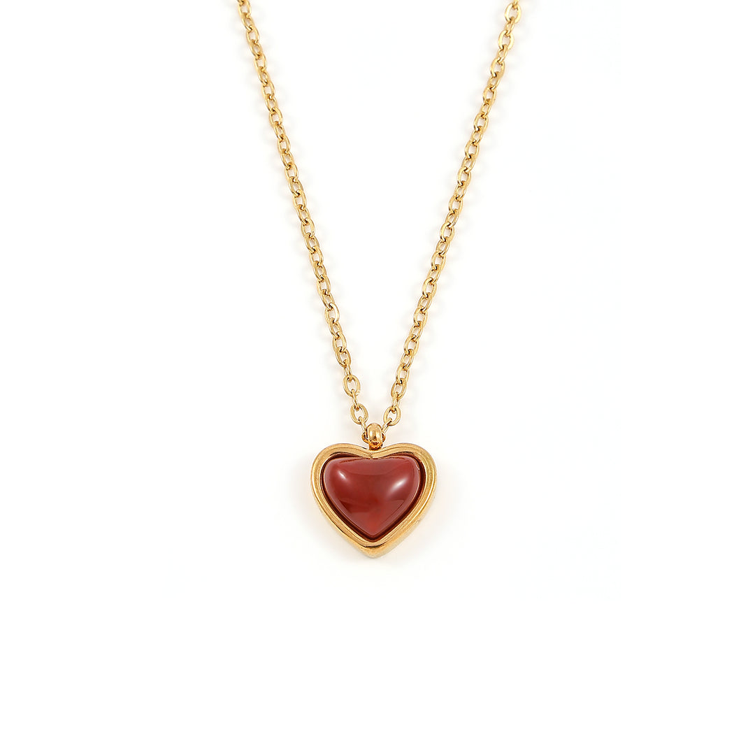 Sonja - Collar Colgante de Corazón de Gelatina de Acero Inoxidable Dorado