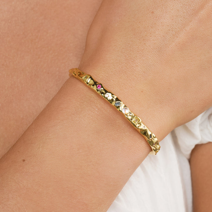 Shiloh - Pulsera de Brazalete de Cristal Ajustable Dorado
