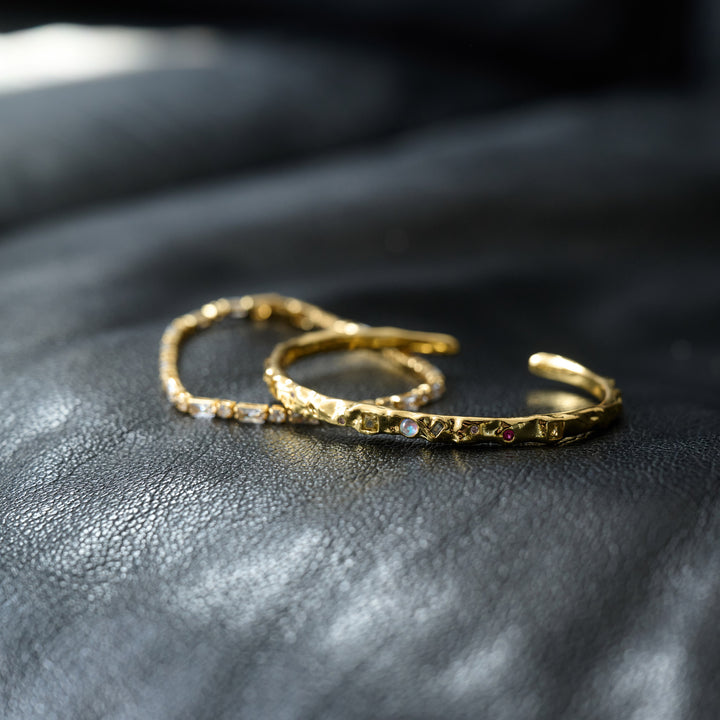 Shiloh - Pulsera de Brazalete de Cristal Ajustable Dorado