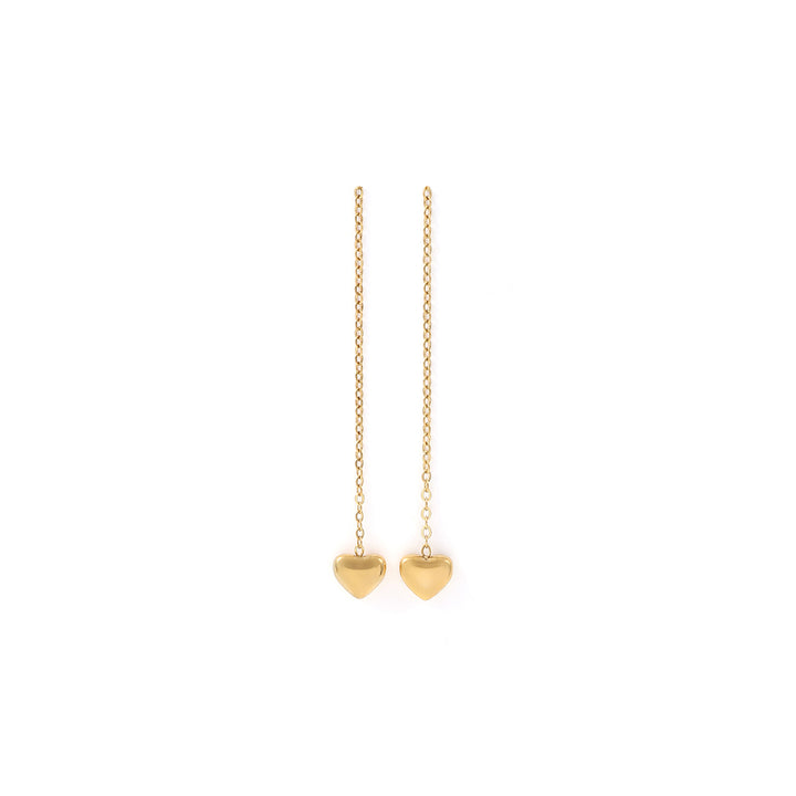 Julie - Pendientes de Cadena de Corazón de Acero Inoxidable Dorado