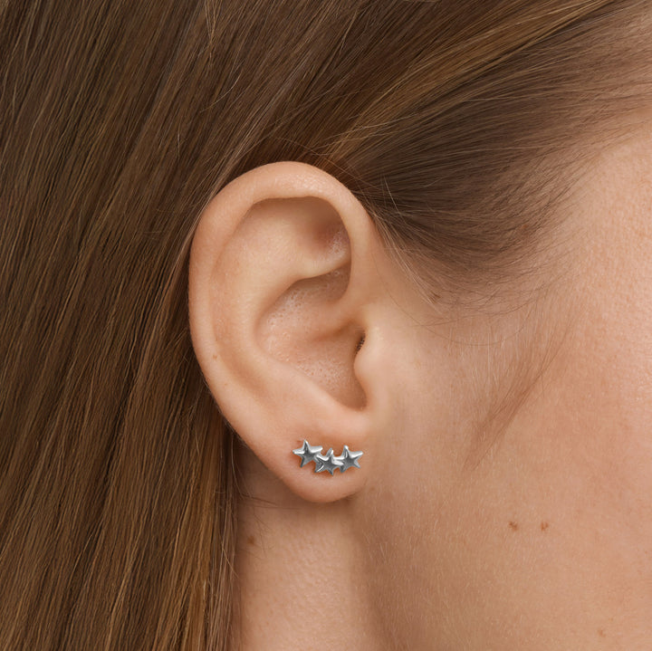 Skylar - Pendientes Mini Escalador de Estrellas de Acero Inoxidable