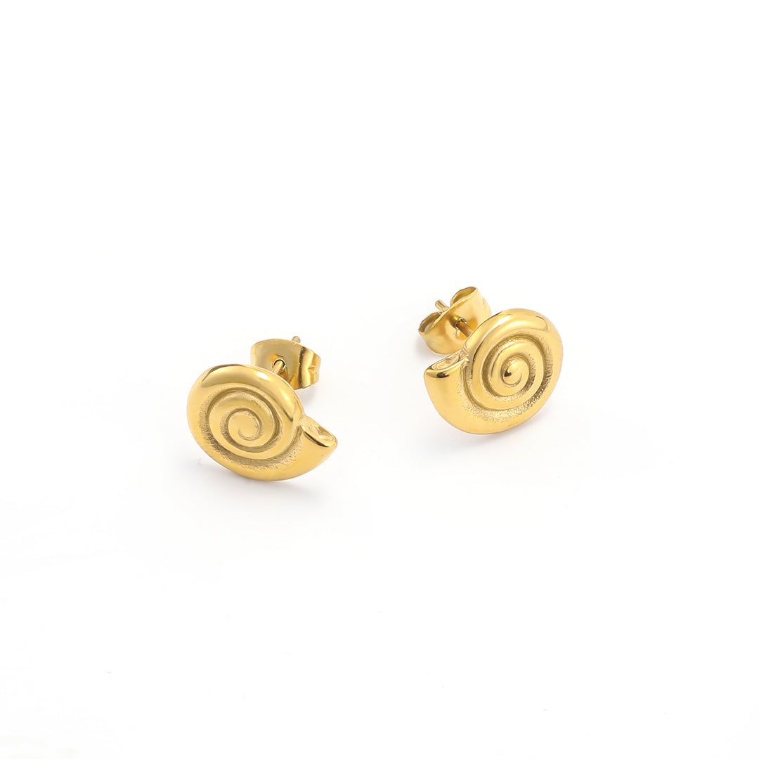 Anne - Pendientes de botón con concha Oro Acero inoxidable