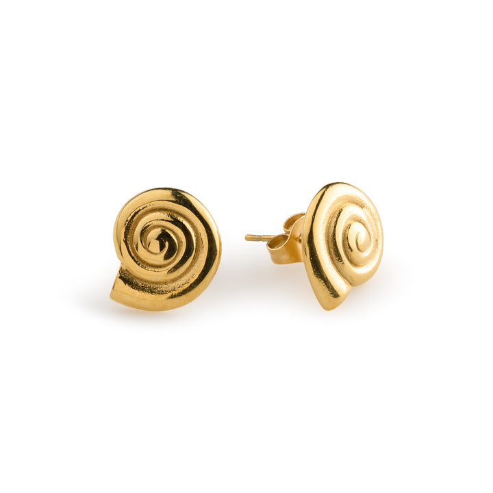Anne - Pendientes de botón con concha Oro Acero inoxidable