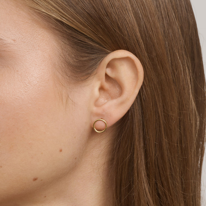 Therese - Pendientes de botón en círculo de acero inoxidable