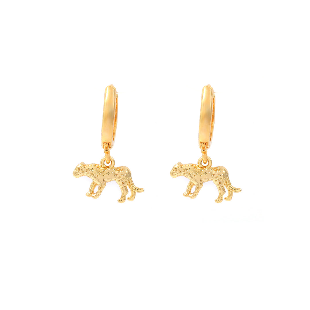 Quinn - Pendientes de aro con charm de leopardo