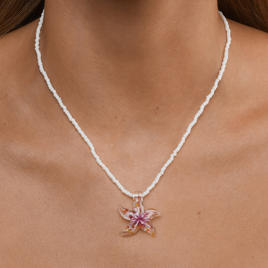 Serafina - Collar de Estrella de Mar de Cristal de Acero Inoxidable