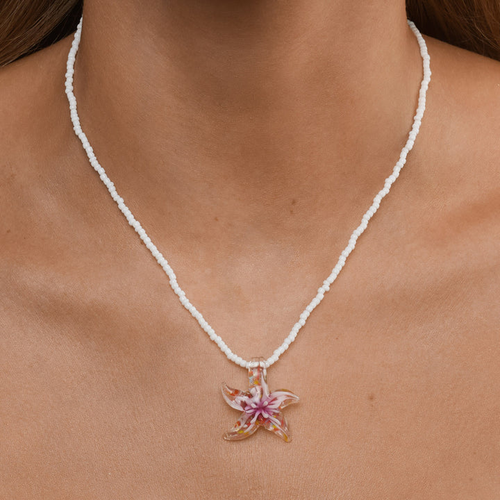 Serafina - Collar de Estrella de Mar de Cristal de Acero Inoxidable