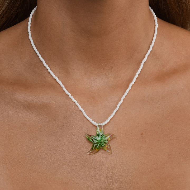Serafina - Collar de Estrella de Mar de Cristal de Acero Inoxidable