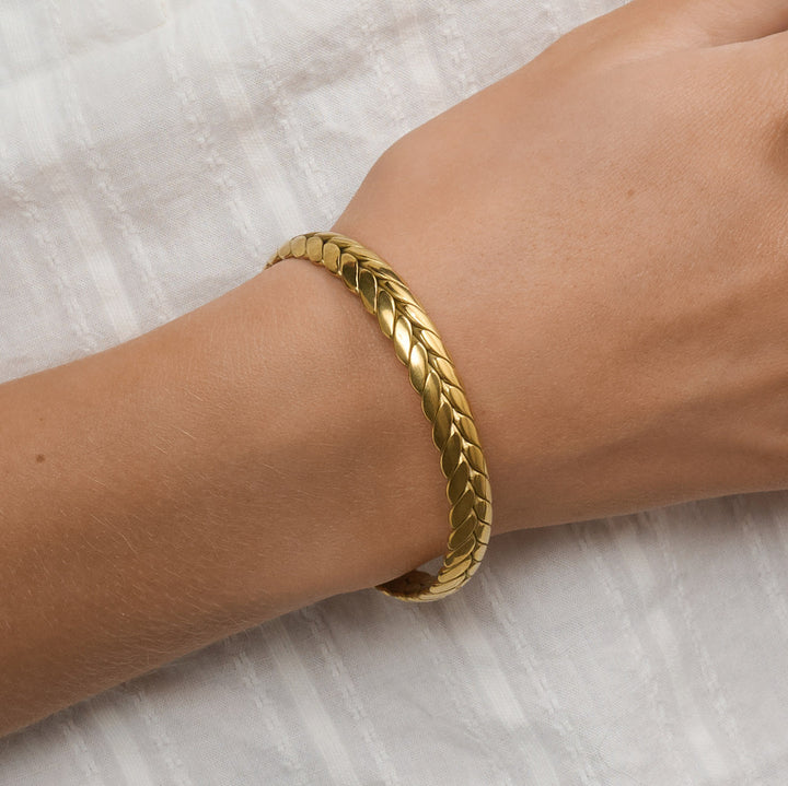 Silje - Pulsera Brazalete Trenzado de Acero Inoxidable
