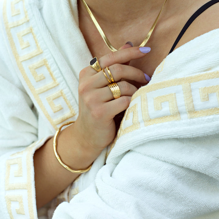 Tyra - Brazalete de Bambú de Acero Inoxidable