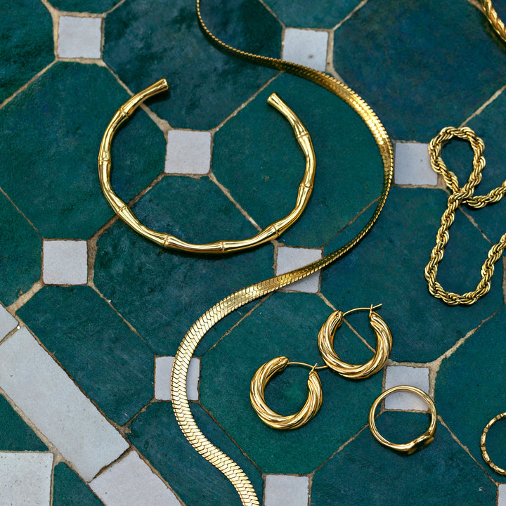 Tyra - Brazalete de Bambú de Acero Inoxidable