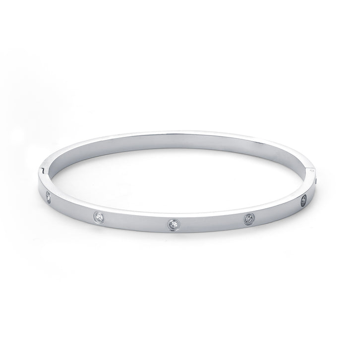 Fiona - Pulsera de Brazalete de Cristal de Acero Inoxidable