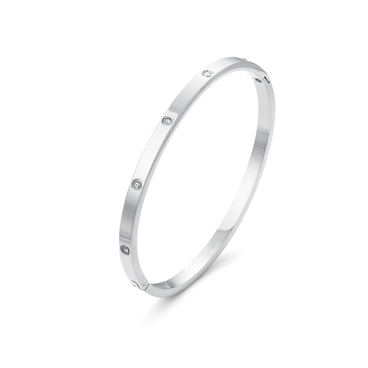 Fiona - Pulsera de Brazalete de Cristal de Acero Inoxidable