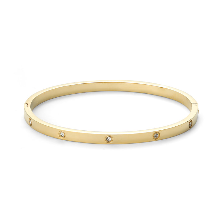 Fiona - Pulsera de Brazalete de Cristal de Acero Inoxidable