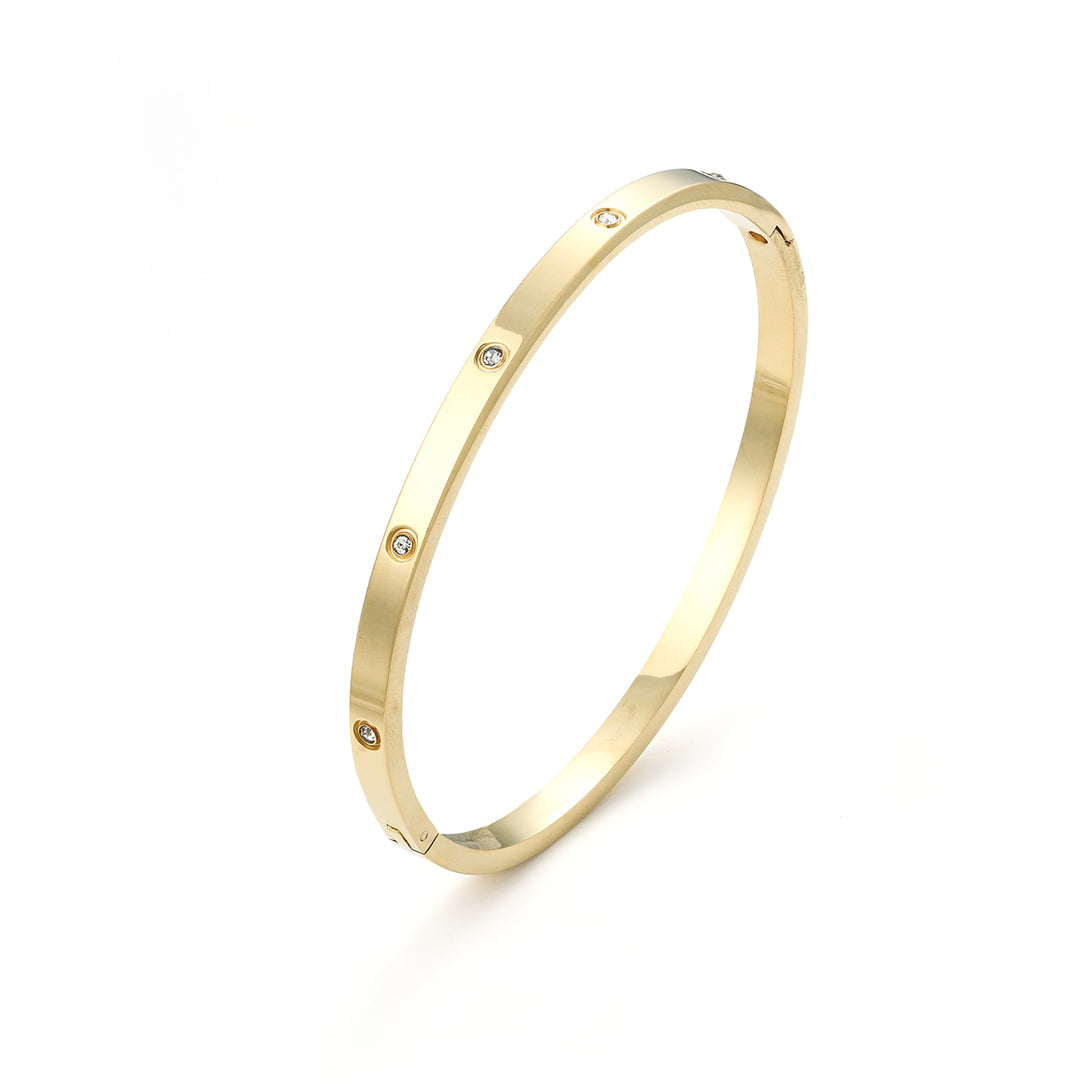 Fiona - Pulsera de Brazalete de Cristal de Acero Inoxidable
