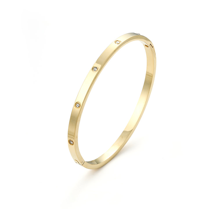Fiona - Pulsera de Brazalete de Cristal de Acero Inoxidable