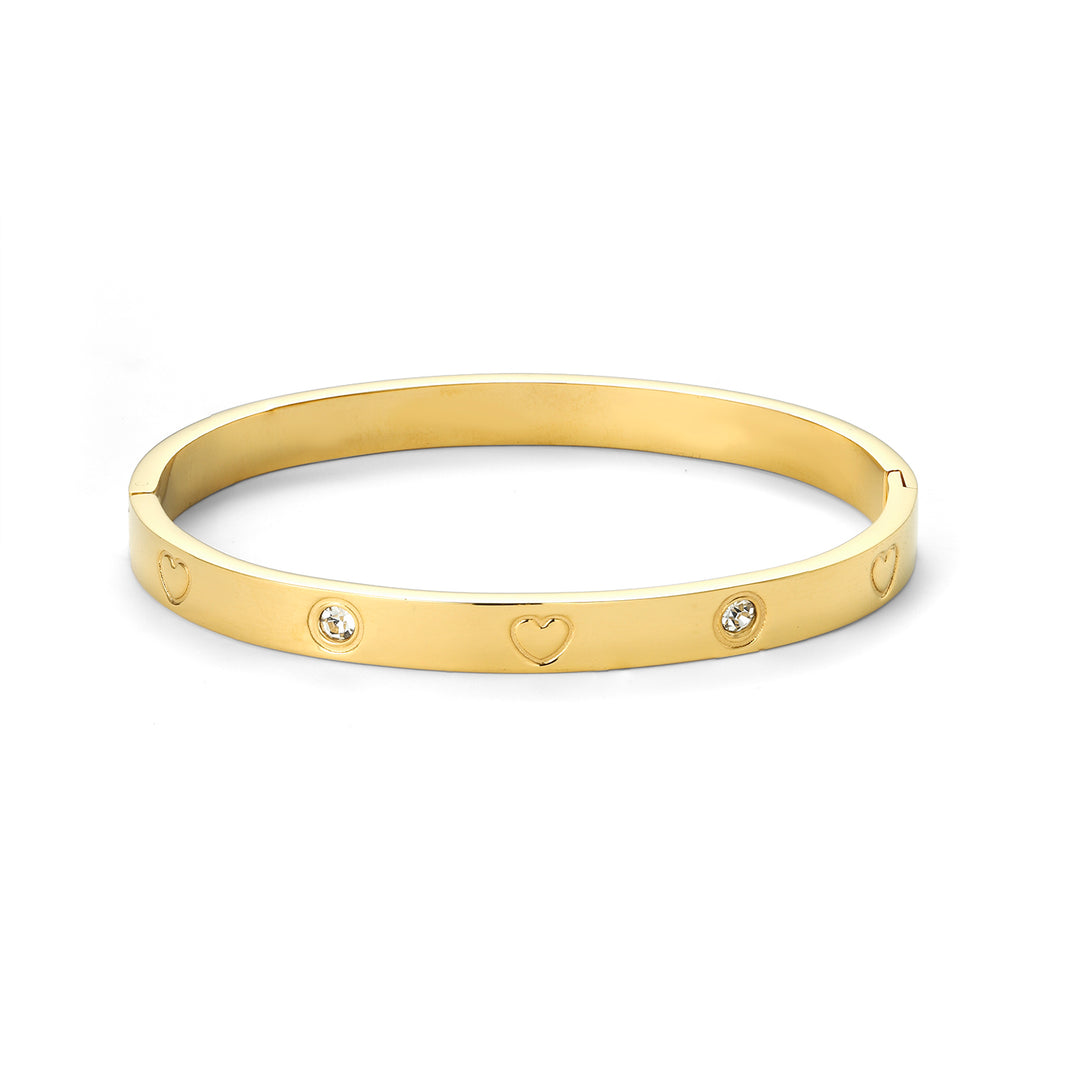 Gia - Pulsera de Brazalete de Corazón de Cristal de Acero Inoxidable