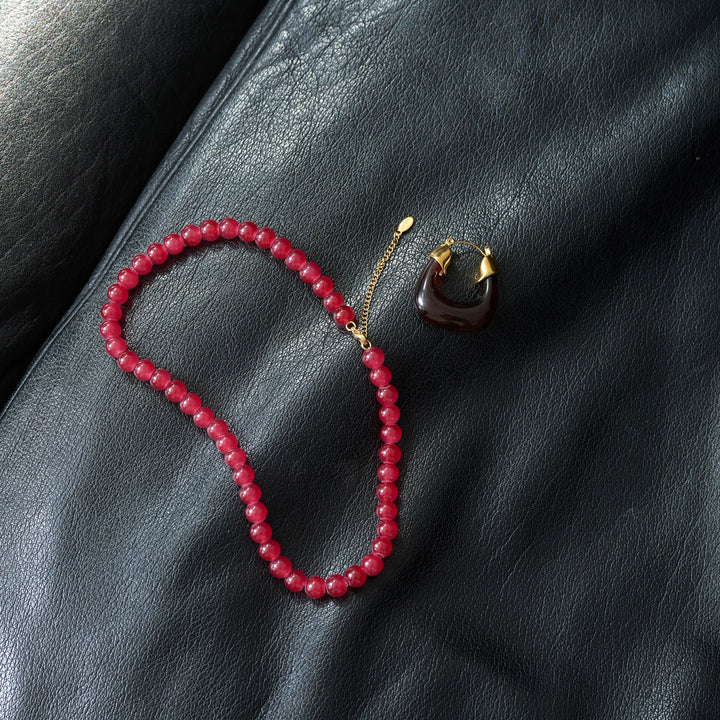 Helmi - Collar de Cuentas de Vidrio Rojo