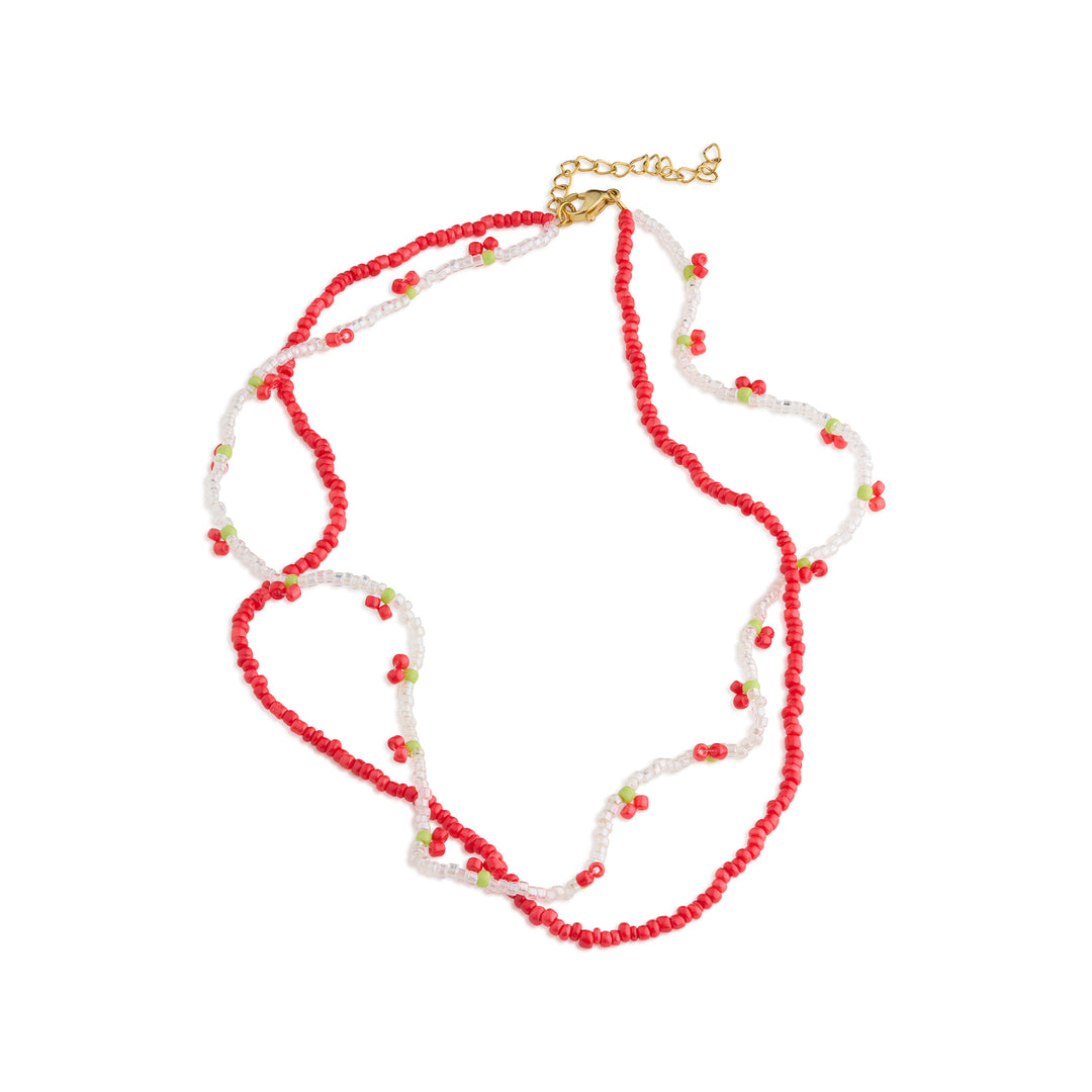 Leonie - Collar doble de cuentas de cereza
