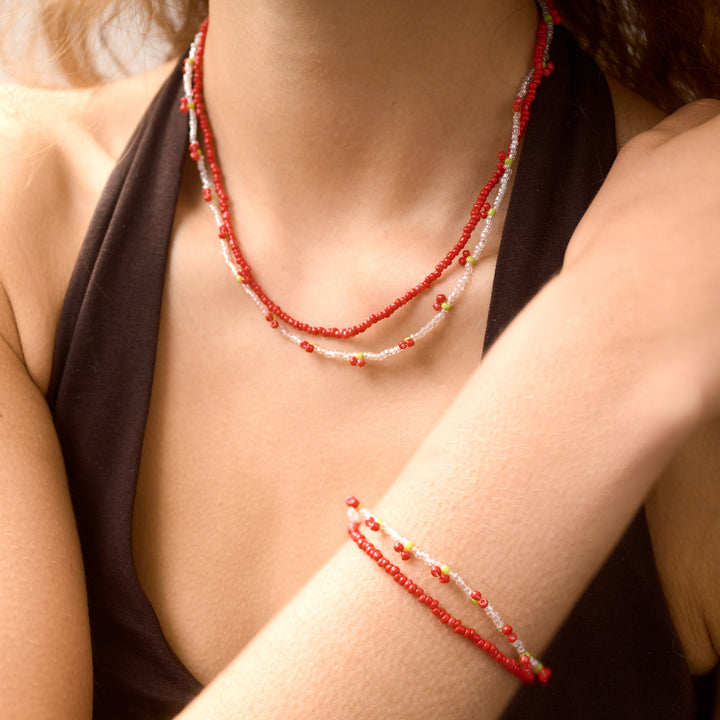 Leonie - Collar doble de cuentas de cereza
