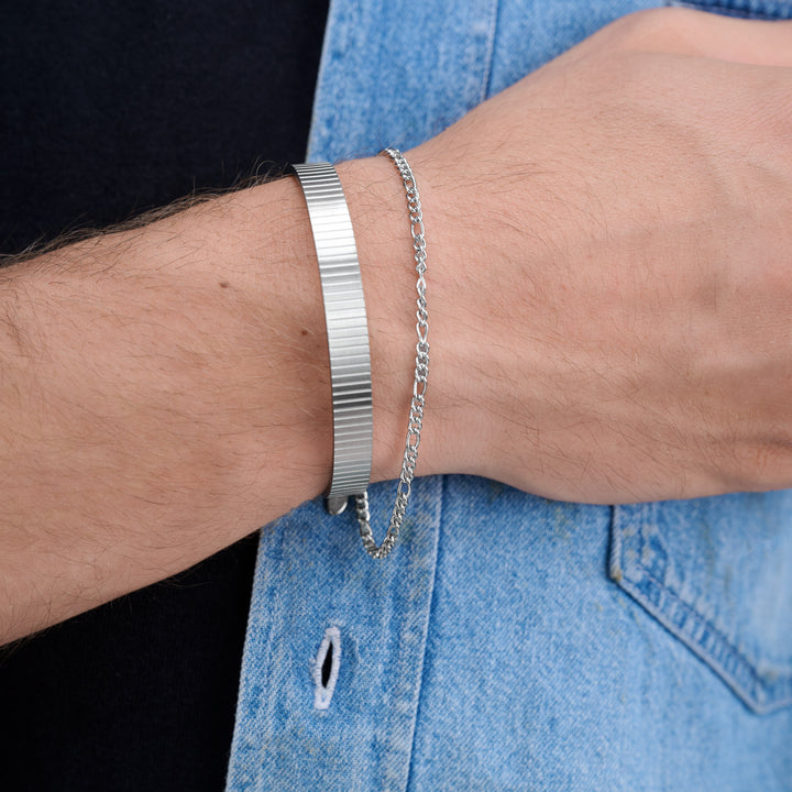 Tage - Ribbed Bangle Bracelet Stainless Steel