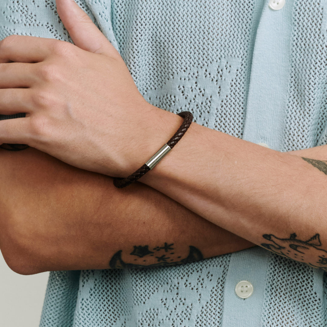 Oliver - Pulsera de cuero Acero inoxidable