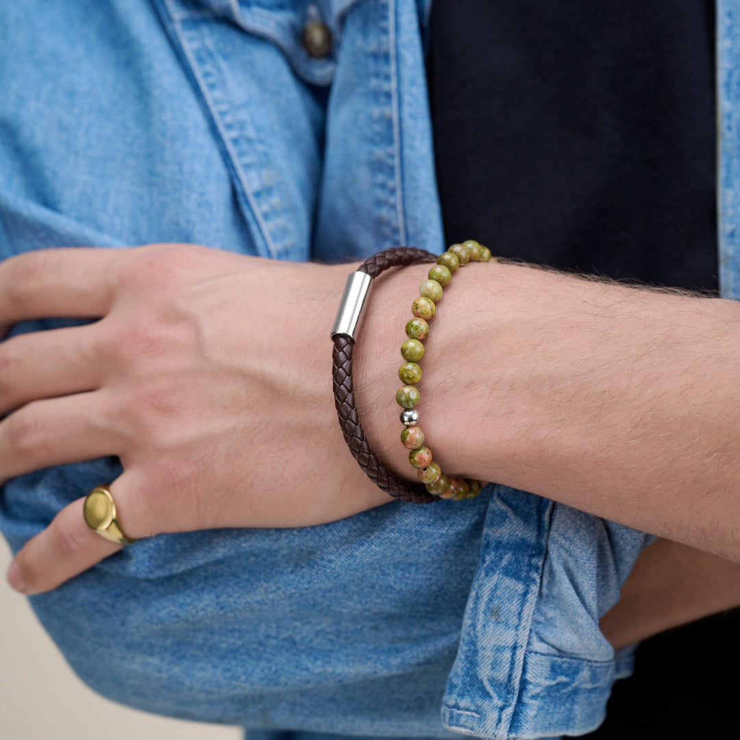 Oliver - Pulsera de cuero Acero inoxidable