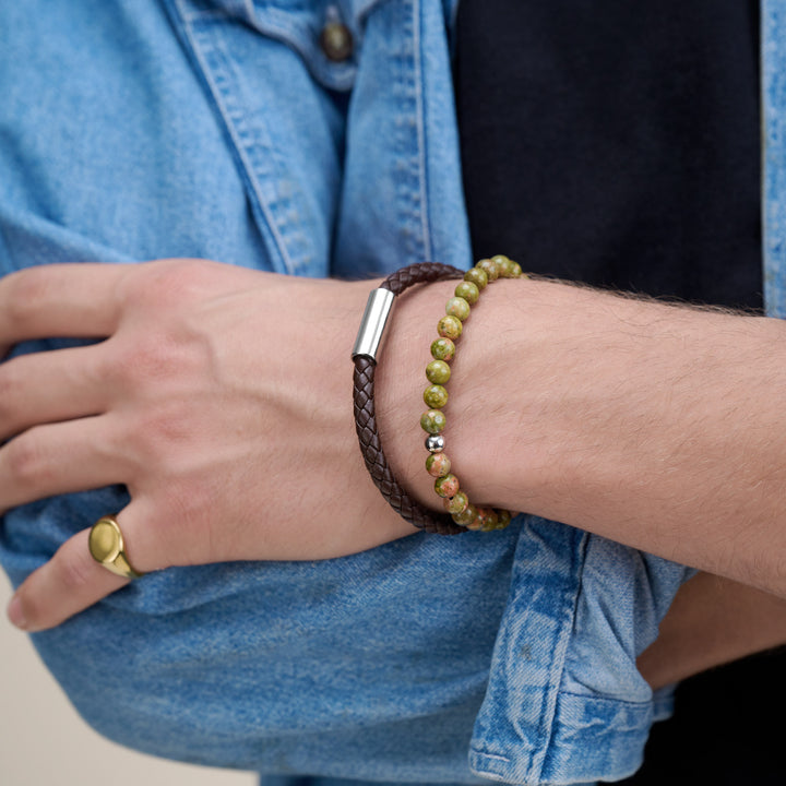 Oliver - Pulsera de cuero Acero inoxidable