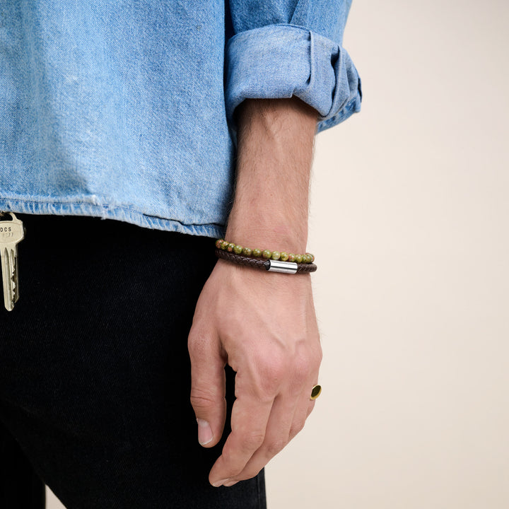 Oliver - Pulsera de cuero Acero inoxidable