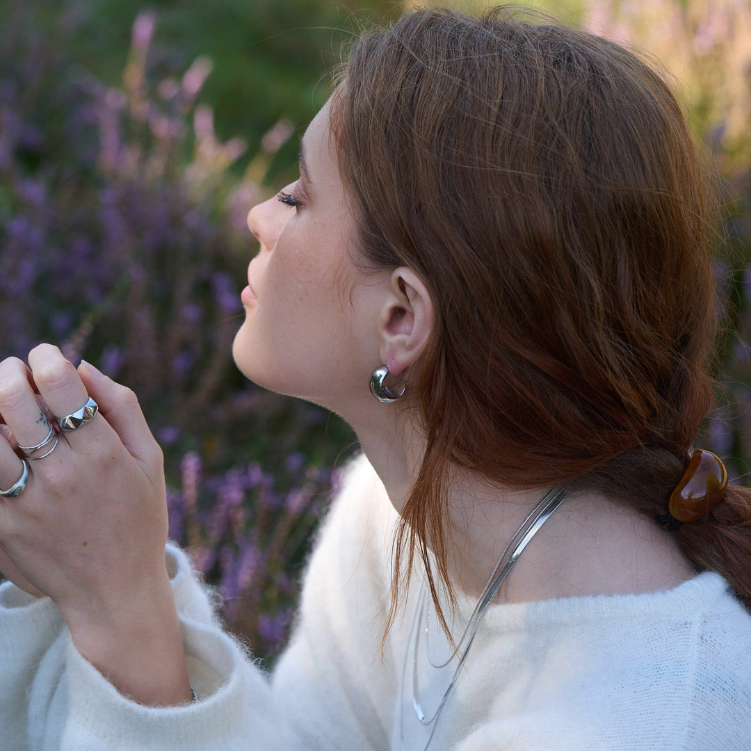 Selena - Pendientes de botón Chunky de acero inoxidable