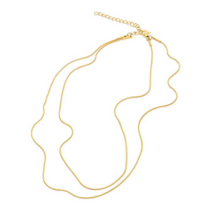 Silvia - Collar de cadena doble de serpiente de acero inoxidable Ste