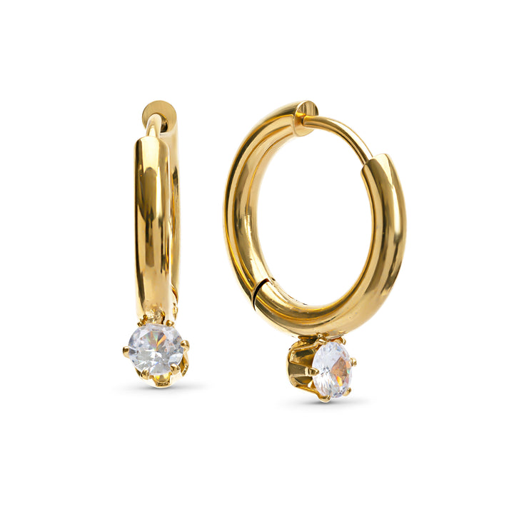 Oline - Crystal Hoop Earrings Stainless Steel